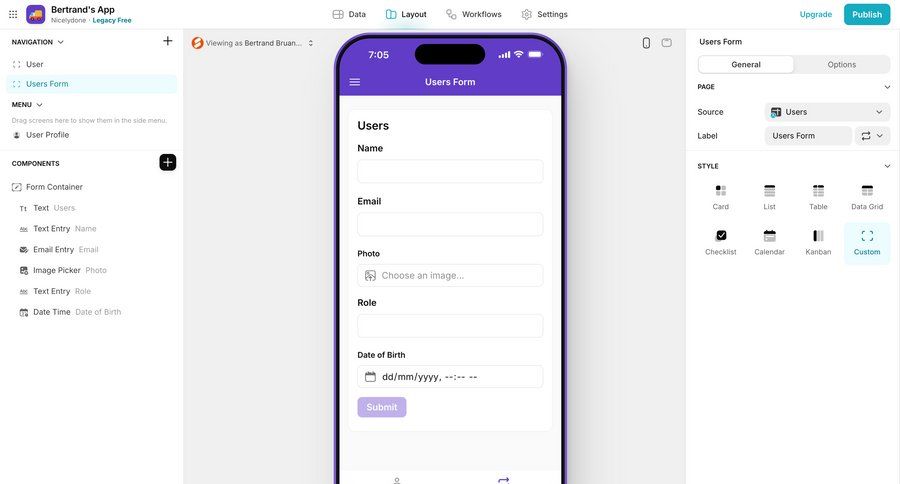 Glide
			 form design style customization date picker ui page example