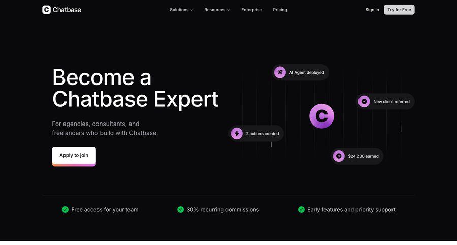Chatbase
				partner program & affiliation ui page example