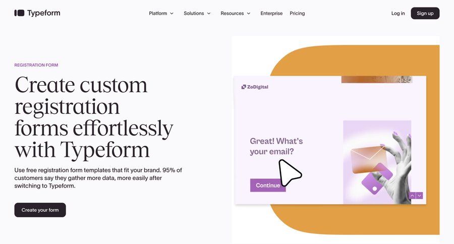 Typeform
				landing page ui page example