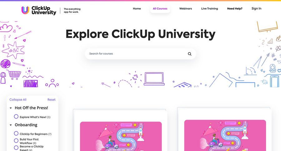 ClickUp
				education program ui page example