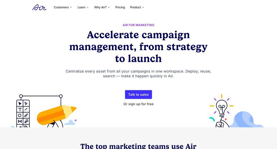 Air
			 campaign management b2b saas ui page example