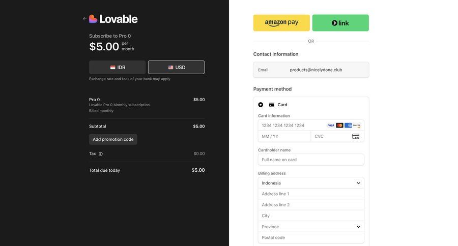 Lovable
				checkout ui page example
