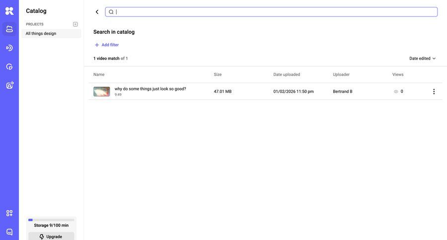 Kinescope
			 file management search results ui page example