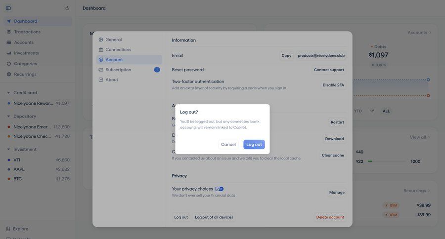 Copilot
				settings ui page example