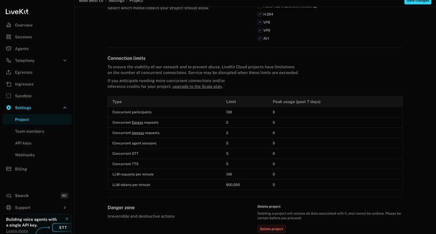 Livekit
				settings ui page example