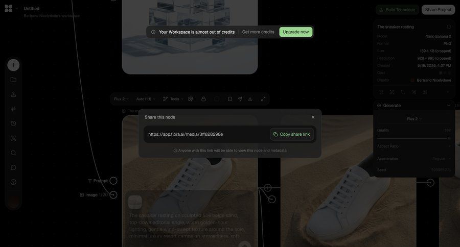 Flora
			share content editor modal & popover workspace settings artificial intelligence workflow builder share modal node based editor ui page example