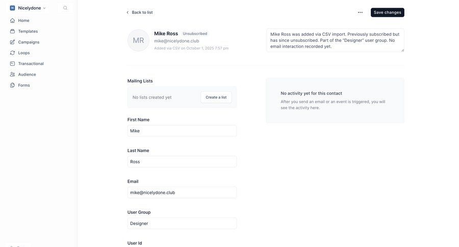Loops
				profile ui page example