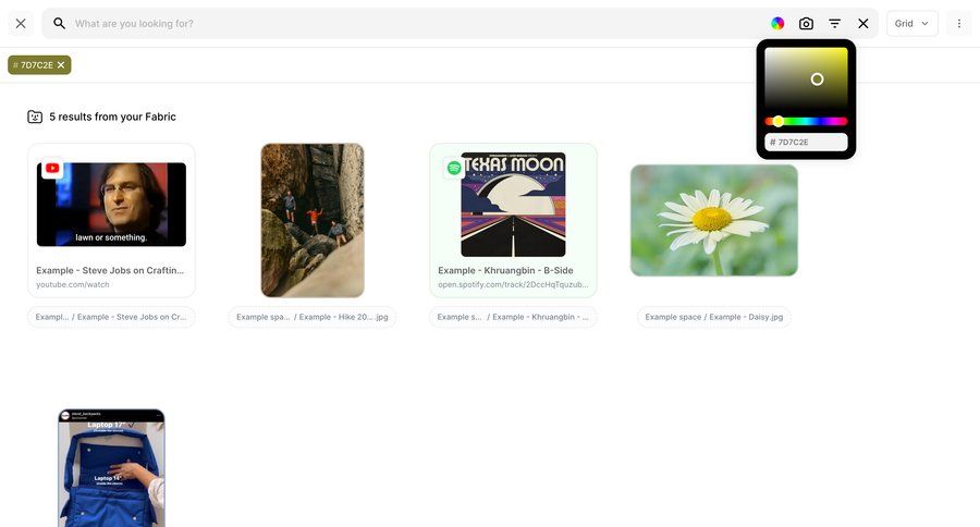 Fabric
			 media gallery search results ui page example