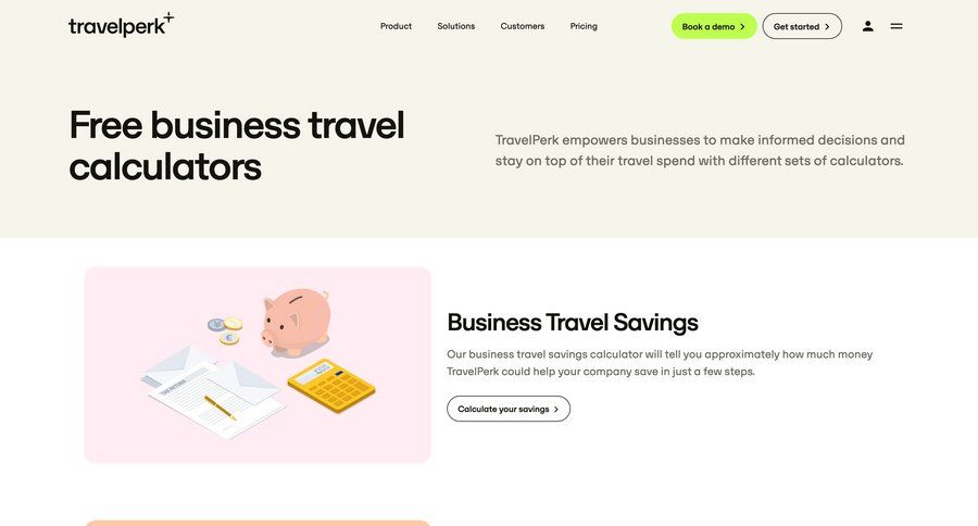 Travelperk
				product page ui page example