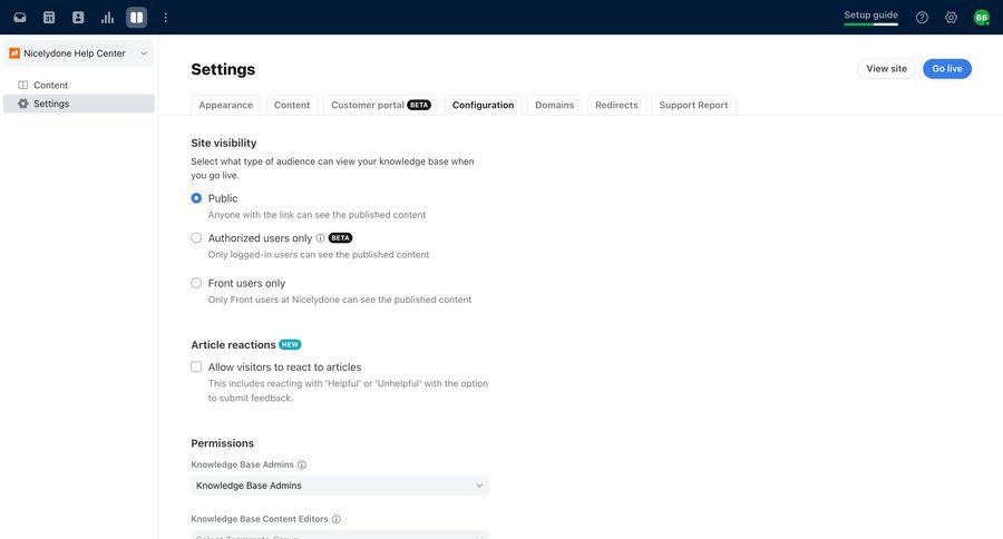 Front
			 configuration settings form permission management sidebar analytics permissions ui page example