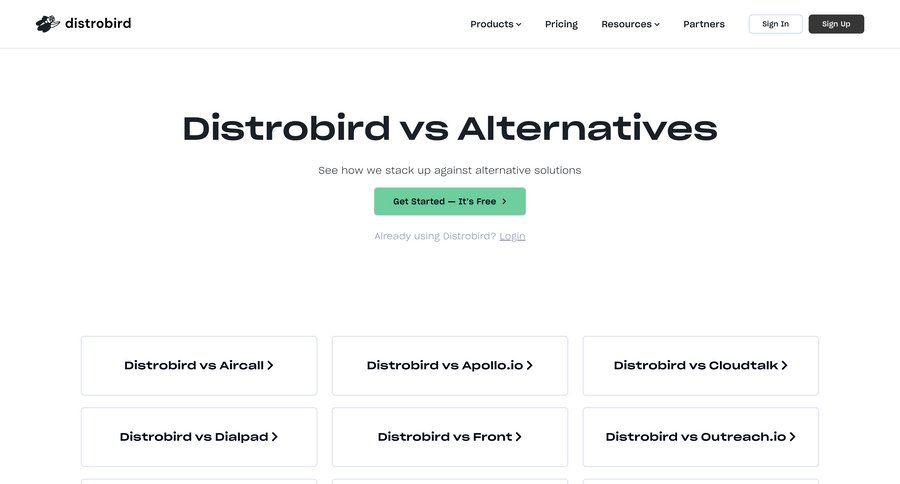 Distrobird
			alternative free account comparison page competition vs comparision alternatives pricing calculator ui page example