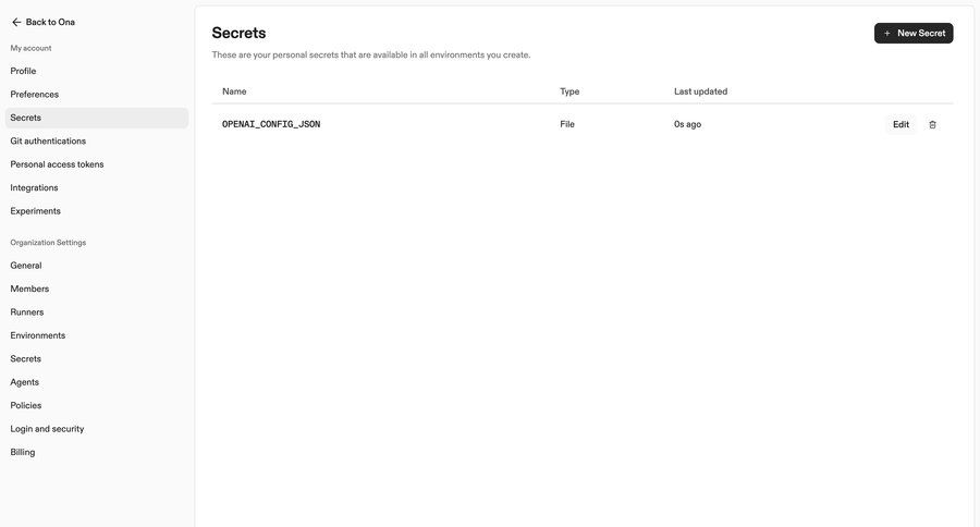 Ona
			 workspace settings security configuration ui page example