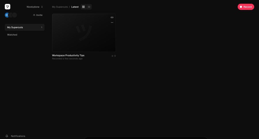 Supercut
			 sidebar navigation grid onboarding account setup content sharing full-screen layout content hierarchy sidebar menu ui page example