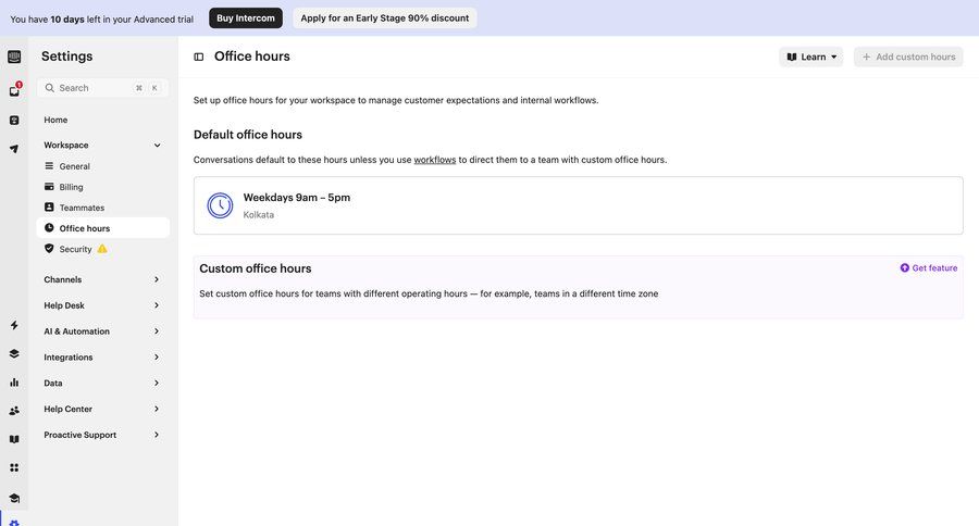 Intercom
			 configuration settings sidebar navigation workflow automation content blocks sidebar setup menu modern advanced search time management ui page example