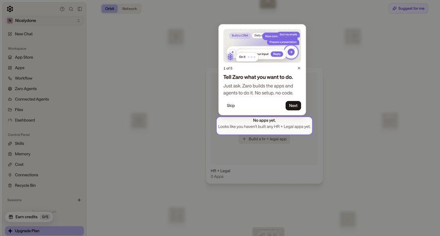 Zaro
			 onboarding modal ui page example
