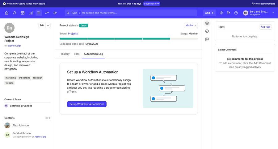 Capsule
			 task management dashboard project management automation project dashboard ui page example