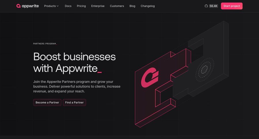 Appwrite
			form company partner program & affiliation b2b marketing ui page example