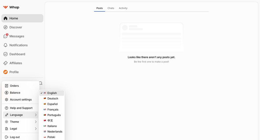 Whop
				empty state ui page example