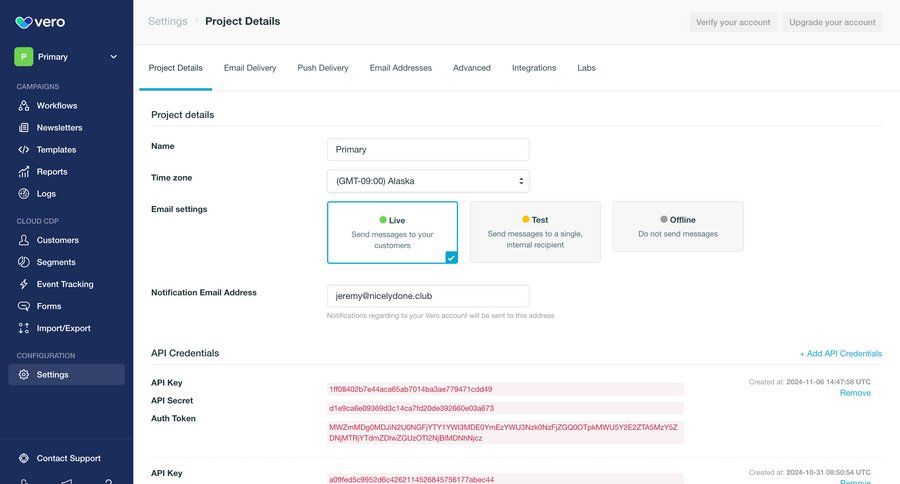 Vero
			 configuration settings sidebar navigation project management form project setup account settings email api management sidebar ui page example