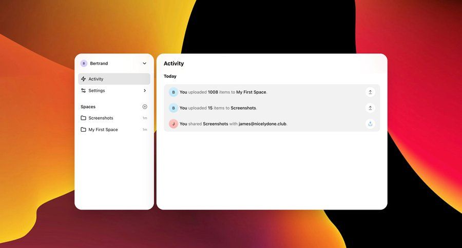 Shuttle
			 collaboration dashboard sidebar navigation onboarding split screen file management document list sidebar information page detail view item details info view menu recent activity social feed newsfeed activity stream avatar upload ui page example