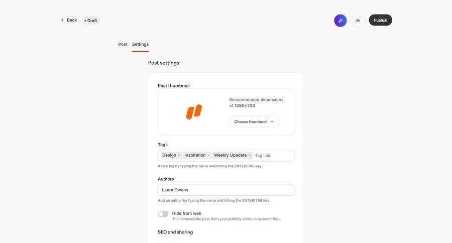 Kajabi
			 content management settings form tag management ui page example