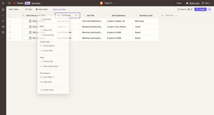 Zapier
			 data management grid permission management data entry menu data visualization table ui page example