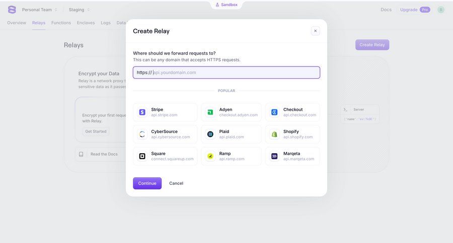 Evervault
			 modal screen configuration form upgrade modal create generate version control configuration screen ui page example