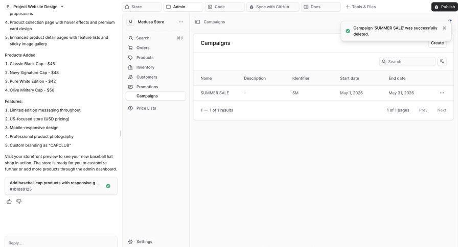 Bloom
			 conversational ui campaign management ui page example