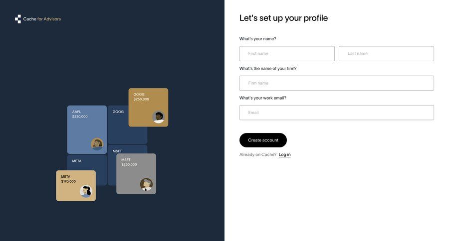 Cache
				signup ui page example