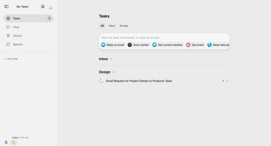 Cobot
			 task management dashboard sidebar navigation design email inbox ui page example