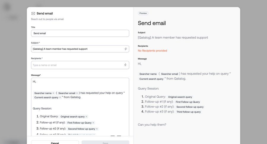 Qatalog
			 form email send invitation message communication competition ui page example