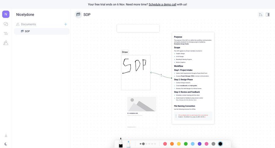 Orchestra
			 workflow management document editing document sharing menu documentation ui page example