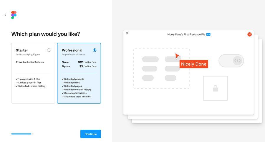 Figma
				onboarding page example