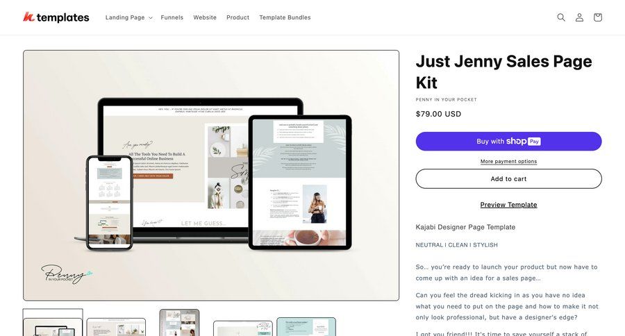 Kajabi
			 price ui page example