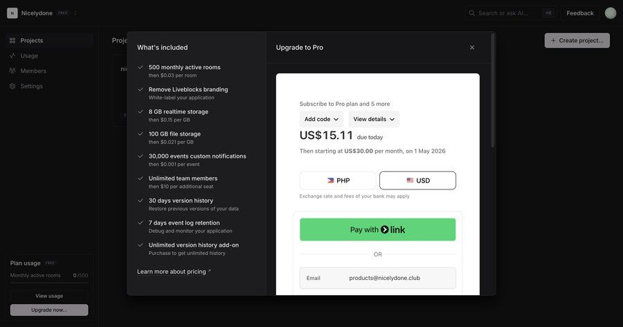 Liveblocks
				checkout ui page example