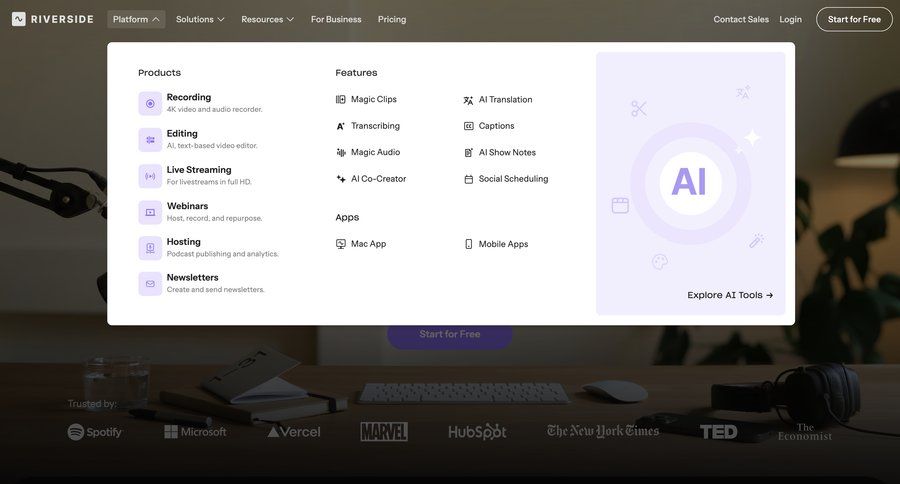 Riverside
				landing page ui page example