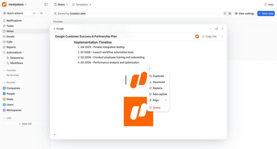 Attio
			 sidebar navigation document management trial banner ui page example