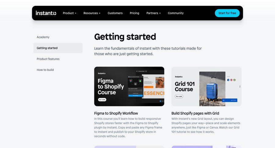 Instant
			 getting started color theme guide image gallery keyboard shortcuts ui page example
