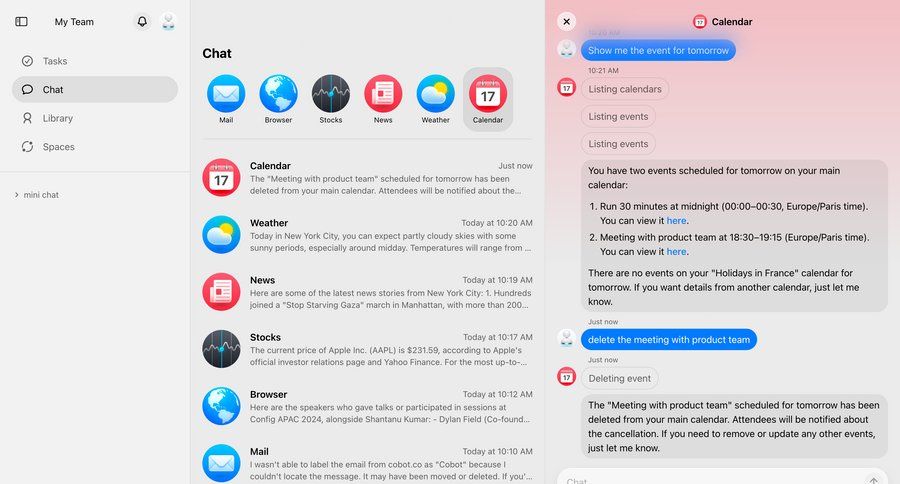 Cobot
			 sidebar navigation natural language processing message chat chat interface ui page example