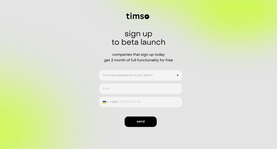 Timso
				signup page example