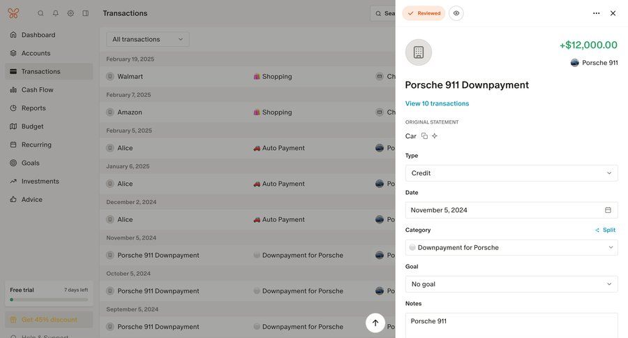 Monarch
			 finance tagging sidebar lists dashboard layouts transaction history search menu ui page example