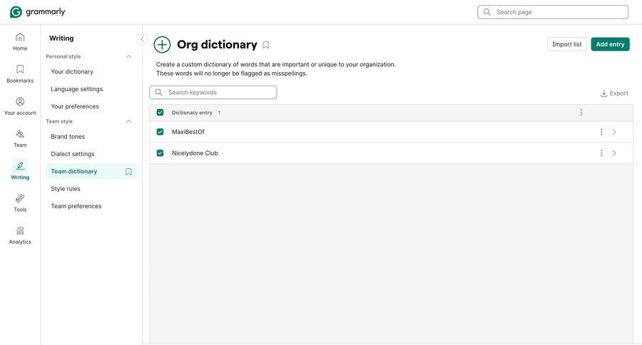 Grammarly
			 bulk delete ui page example