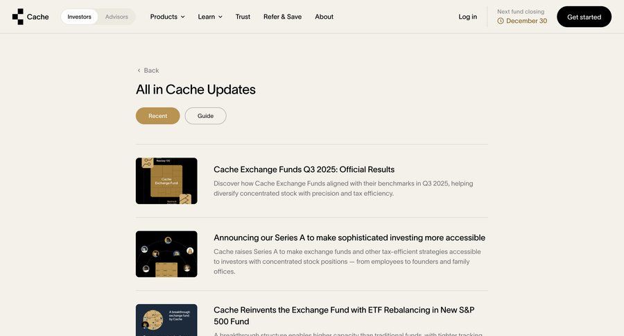 Cache
				changelog ui page example