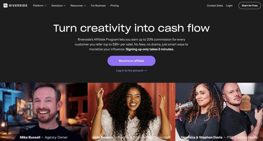 Riverside
			 affiliate program ui page example