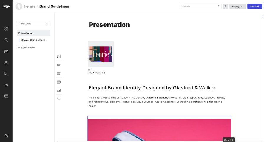 Lingo
			 content management sidebar navigation grid onboarding content sharing full-screen layout menu ui page example