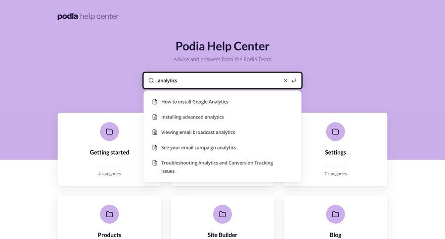 Podia
			 cards ui advanced search ui page example