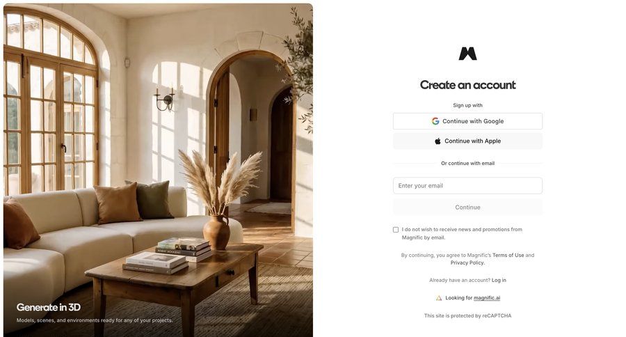 Magnific
			signup account setup artificial intelligence account creation ui page example