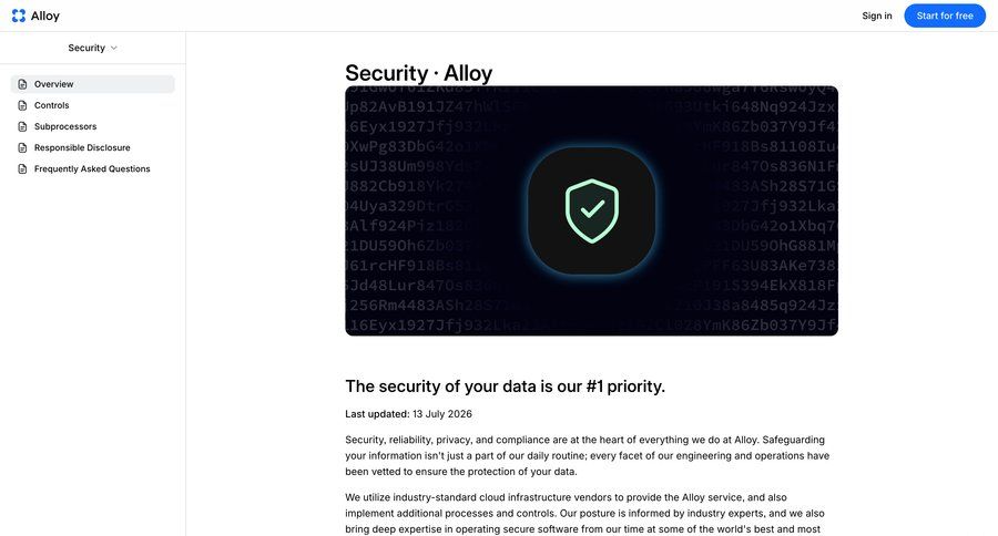 Alloy
				security ui page example