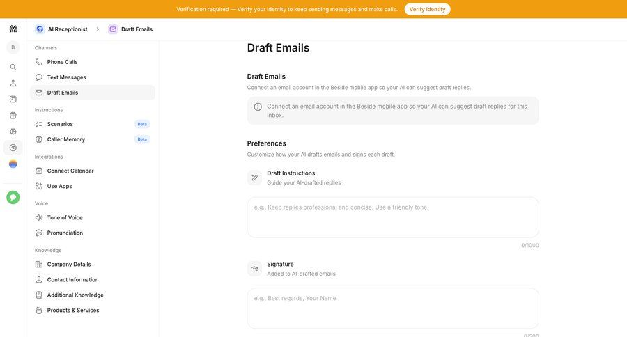 Beside
			 configuration settings email management instructions email sidebar preferences detail view communication navigation bar integration modern voice ui page example