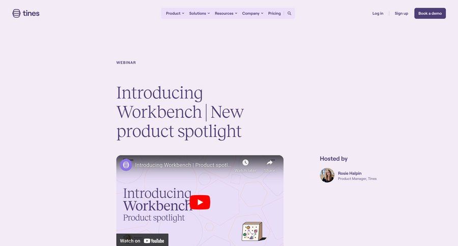 Tines
			 product update case studies chat interface newsletter signup ui page example